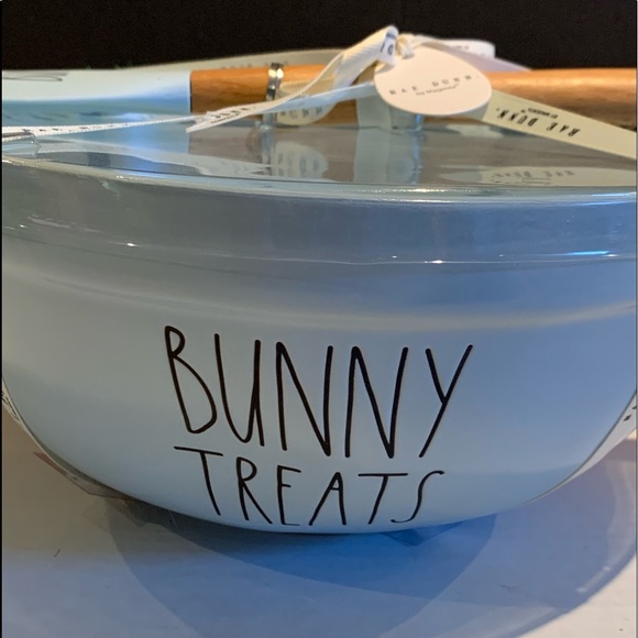 Rae Dunn Bunny Treats ceramic bowl and hunny bunny spatula - Picture 2 of 6